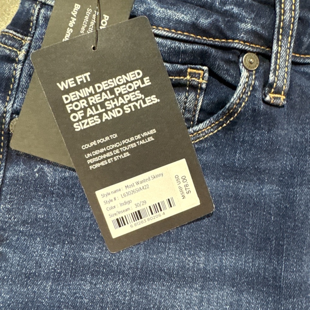 Silver Jeans Co. Most Wanted Mid Rise Skinny Leg  Jeans Dark Wash Frayed Hem - Picture 5 of 5